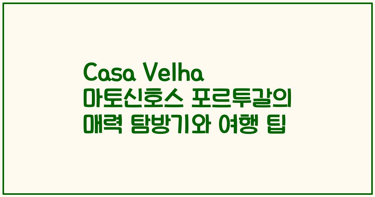 Casa Velha 마토신호스 포르투갈의 매력 탐방기와 여행 팁